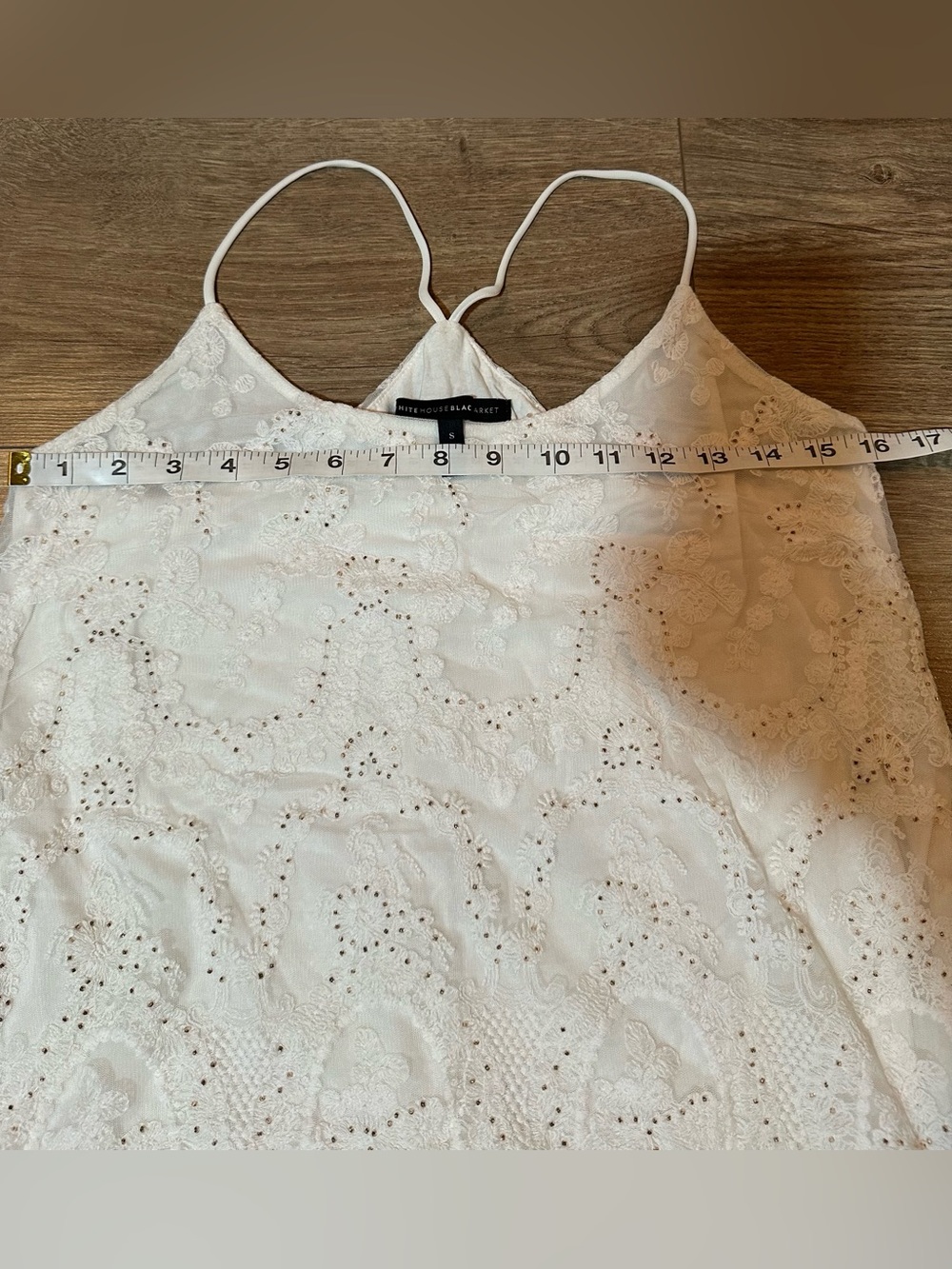 White House Black Market Ecru Lace Beaded Cami – Size Small - Picture 6 of 11